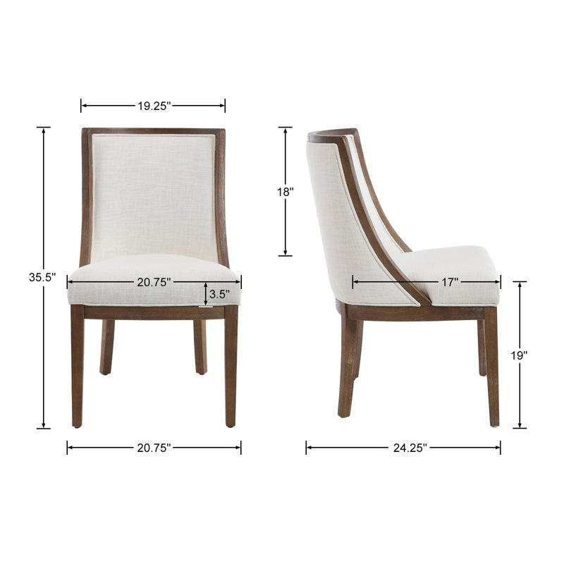 Vintage Style Upholstered Solid Wood Legs Linen Dining Chair With Backrest, With Solid Wood Frame, For Dining Room/Living Room