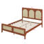 Structure de lit grand format en rotin, lit plateforme en bois avec support à lattes solides, tête et pied de lit en rotin-1571990521