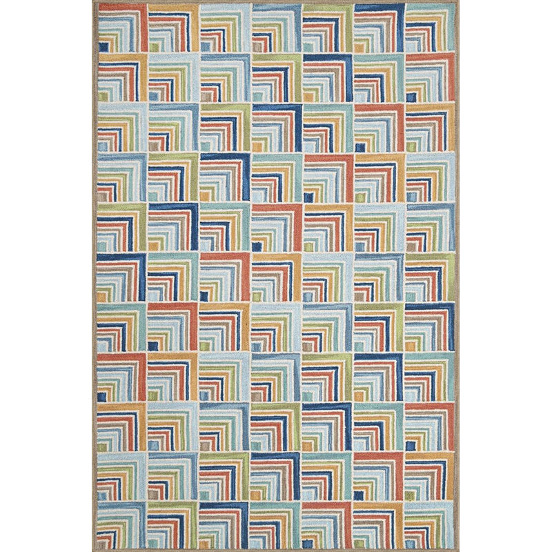 Tapis tissé à motif de losanges lavable à la machine, Carré 3 pi 11 po