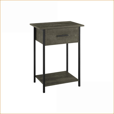 Space-Saving 2-Tier Coffee Table for Living Room, Dark Bronze Laminate & Black Metal Legs, Easy Assembly