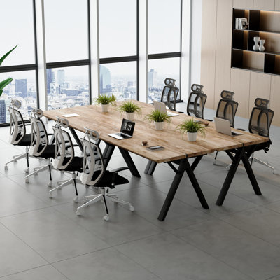Table de conférence modulaire moderne avec pieds en métal noir pour les espaces de réunion de bureau