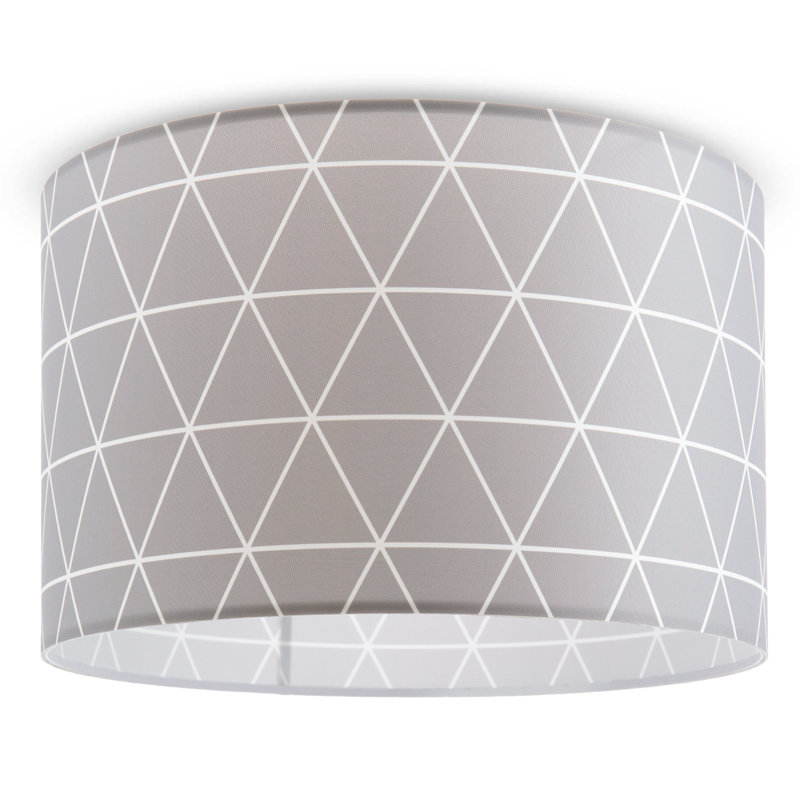 Danes Fabric Flush Ceiling Light, Grey, 24.5cm H x 38cm W x 38cm D