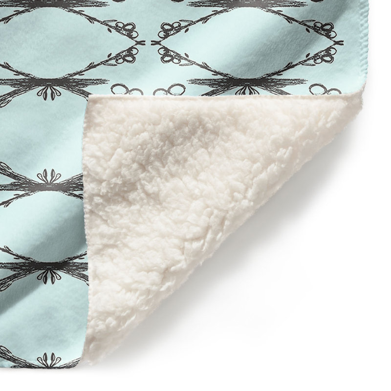 Couverture sherpa doux turquoise brindilles, l 51 po x L 60 po