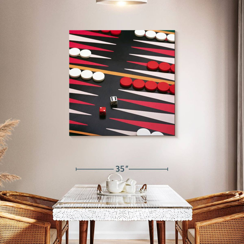 Senne Playing Backgammon, 39" H x 39" W