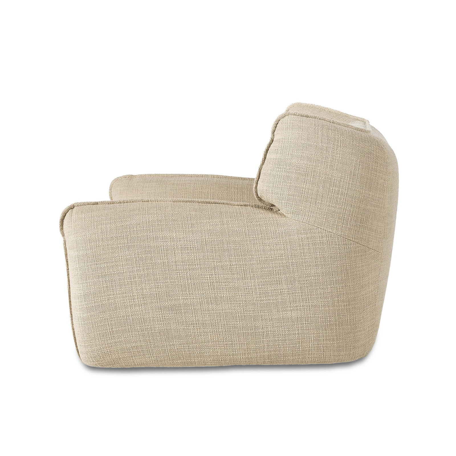 Thaddeus Oversized Upholstered Swivel Chair, Sand Performance Basketweave