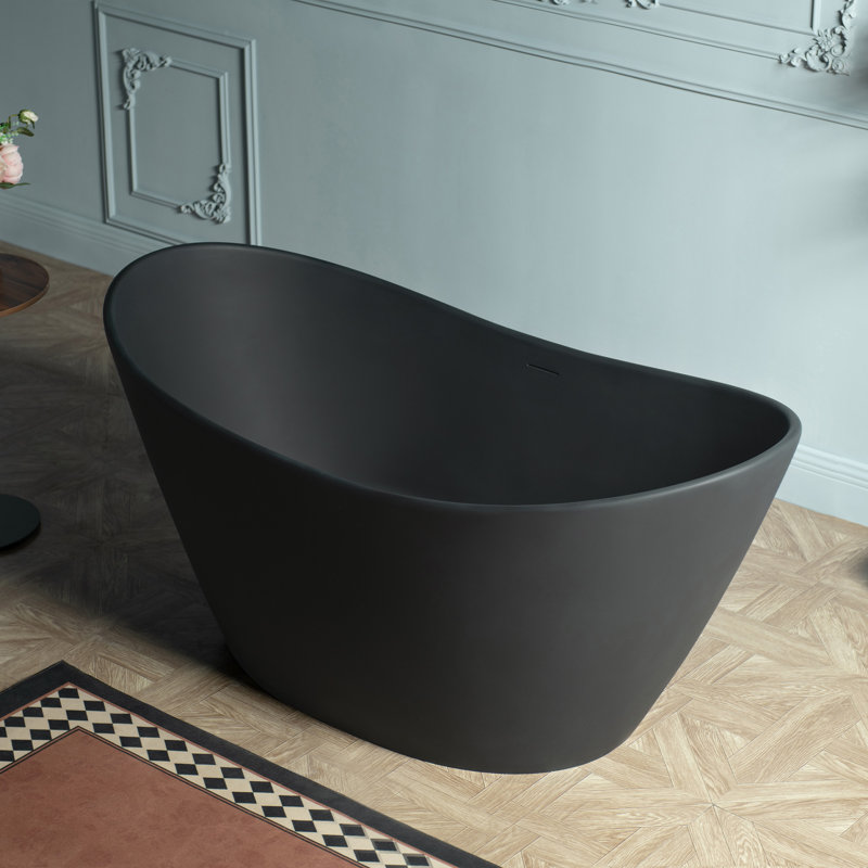 Baignoire autoportante 59 po 59 po, Noir mat, H 27,5 po x L 59 po x l 29,13 po