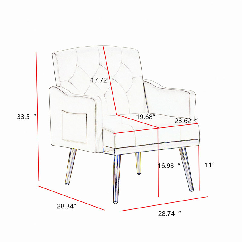 Fauteuil en velours avec pieds en métal