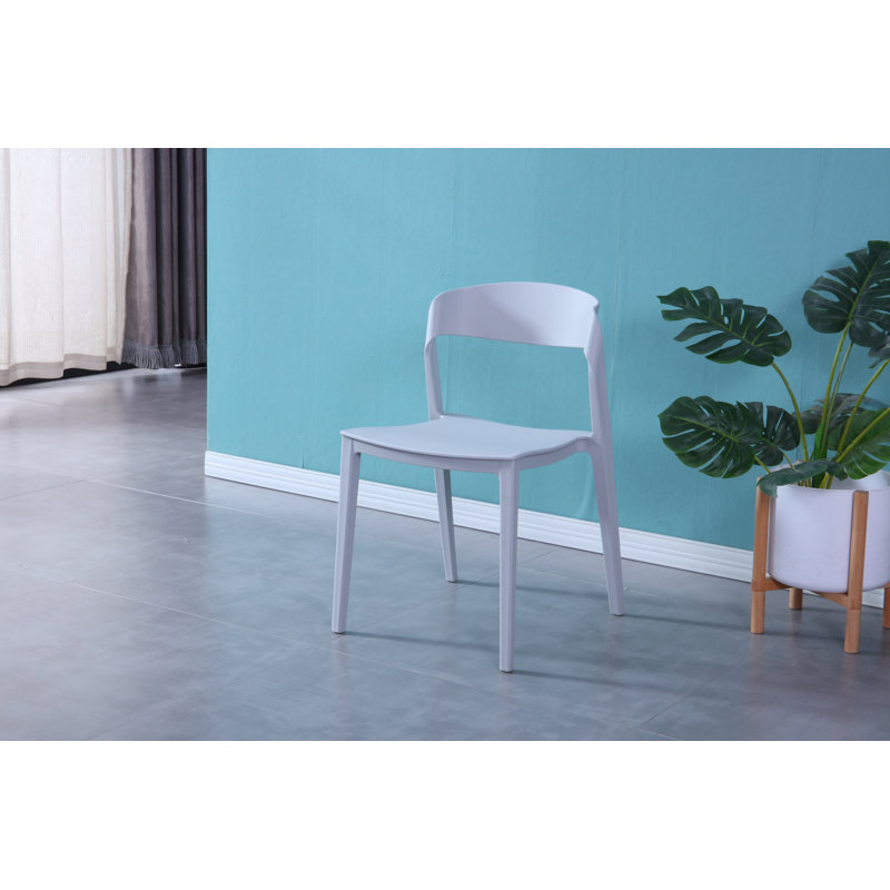 Beattie Ladder Back Stacking Side Chair, Light Grey