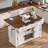Farmhouse Kitchen Island With Storage, Sliding Barn Door & Metal Grid Side Door, Rolling Kitchen Island On 5 Wheels With Spice Rack, Glass Holders,island Table With Drop Leaf For Kitchen, White-1670335480