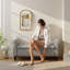 Repose-pieds avec rangement 50 pouces, banc de bout de lit avec accoudoirs roulés, pieds en bois, banc de rangement capitonné, gris-582358423