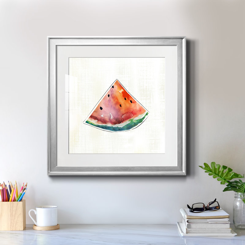 Happy Melon - peinture encadrée, Cadre argenté, H 17,5 po x l 17,5 po x P 1,5 po