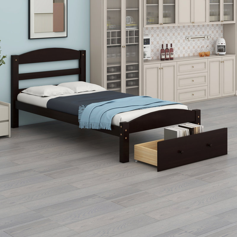 Platform Bed Frame With Storage Drawer, Espresso