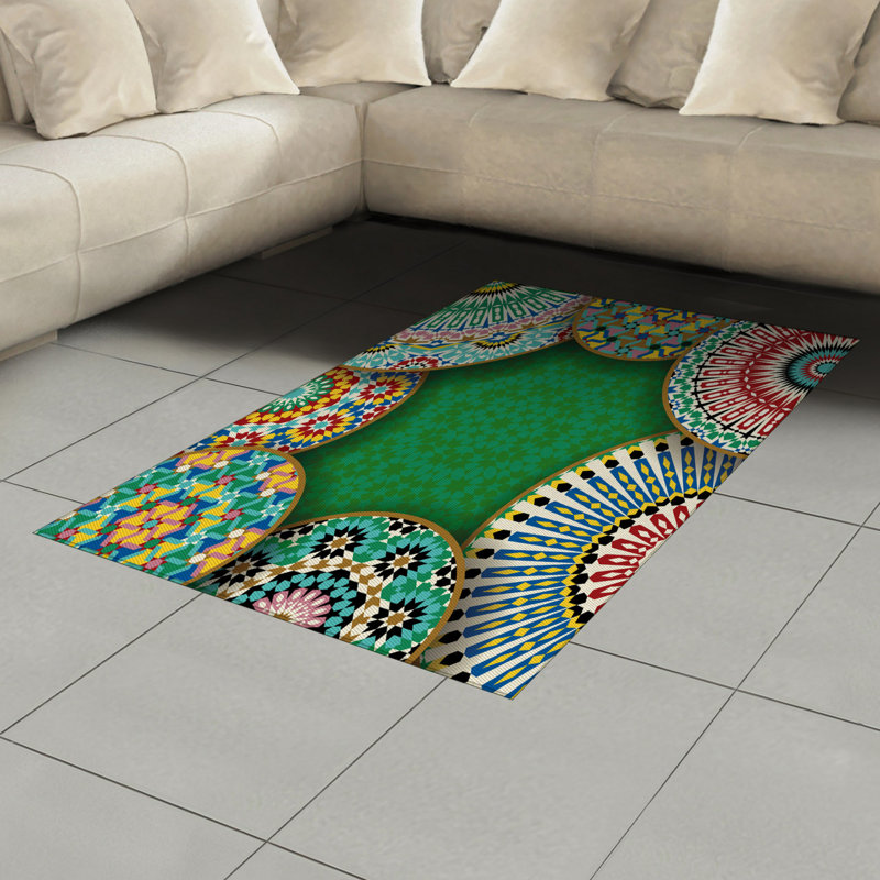 Moroccan Retro High Density Long Fiber Poly Threads Decorative Area Rug Carpet, Rectangle 4' x 5'8"