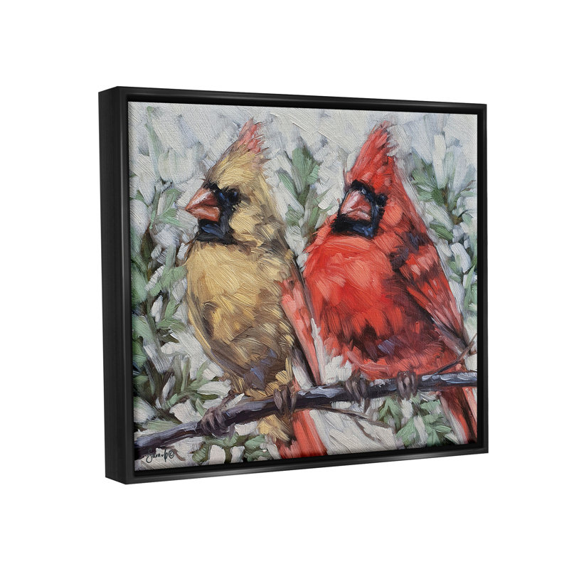 «Two Cardinals Perché Winter Trees Floater», art mural par Sara G. Designs, H 17 po x l 21 po x P 1,7 po