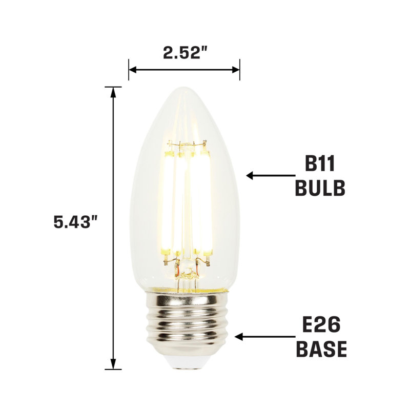 6,5 watts (100 watts équivalents), ampoule DEL B11, à intensité variable, culot E26 / moyen (standard)