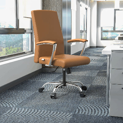 Kenil Leather Office Chair – Ergonomic Executive Desk & Conference Seating with Adjustable Height, Swivel Base & Silver Frame