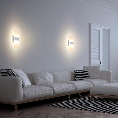 Modern Wall Sconces Set Of 2, Dimmable LED Wall Sconce 12W 3000K Warm White Hardwired Wall Sconce Lighting For Bedroom, Bathroom, Living Room, Porch, Staircase, Cafe, Hotel (2 Pack)