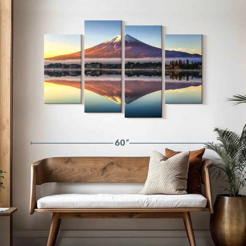 Reflet du lac Nicci au mont Fuji, H 32 po x l 52 po