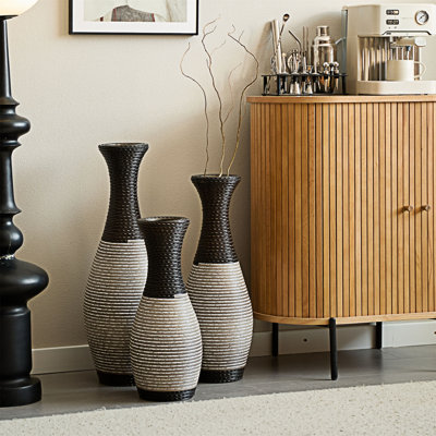 Ensemble de 3 vases de sol en PVC élégants, durables et polyvalents pour les décors modernes et les centres d'intérêt élégants.