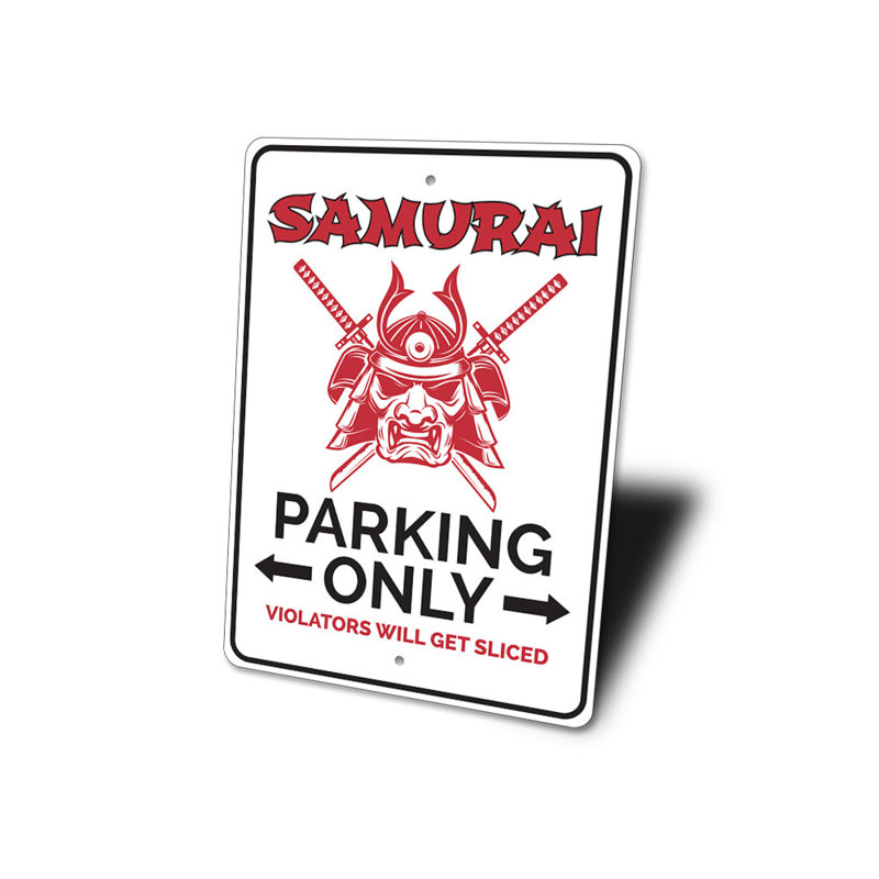 Plaque de Samurai, H 18 po x l 12 po x P 0,06 po