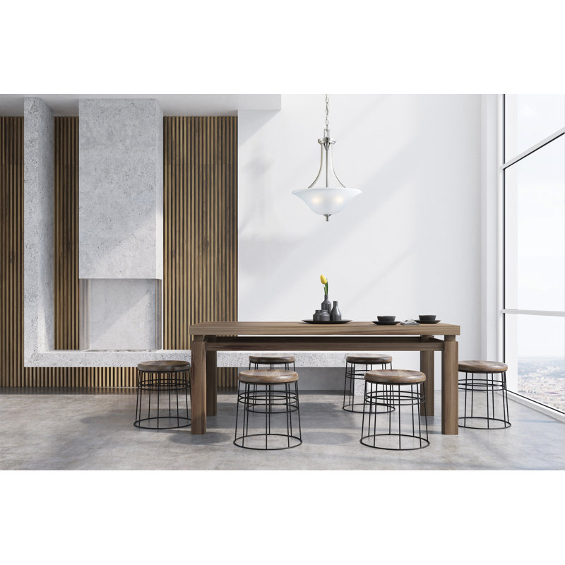 Luminaire suspendu bol unique à 3 lumières Reynal, Nickel brossé et givré