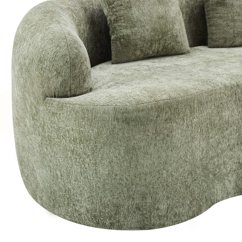 Canapé courbé avec accoudoir rond, canapé à compression avec 2 coussins, canapé crème, sans assemblage, Vert antique