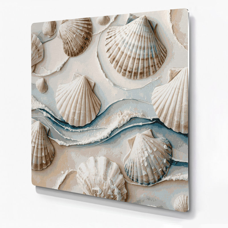 Bordure de coquillages côtiers, art mural gris en métal, H 12 po x l 12 po