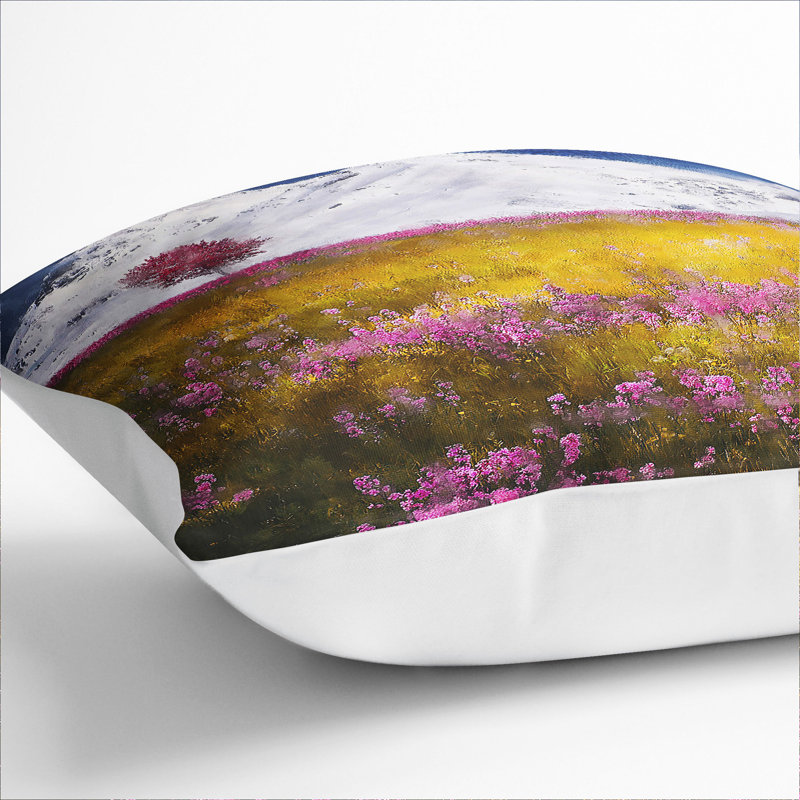 Tree and Mountain Scatter Cushion with Filling, 55cm H x 55cm W x 20cm D, White