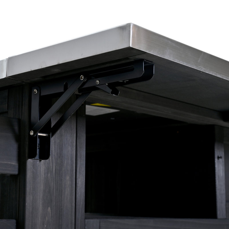 Îlot de cuisine d'extérieur en bois massif extensible 19,3 po / 28 po, Noir