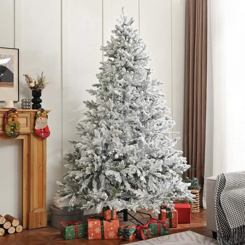 Noël artificiel à charnière enneigé 7 pi, H 7 pi