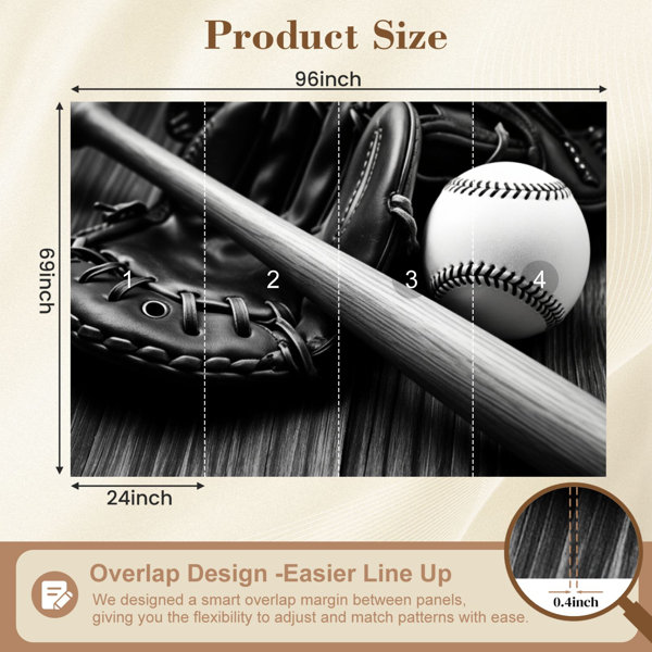 Latitude Run® Wall Mural Peel and Stick Wallpaper Old Baseball Bat Self ...