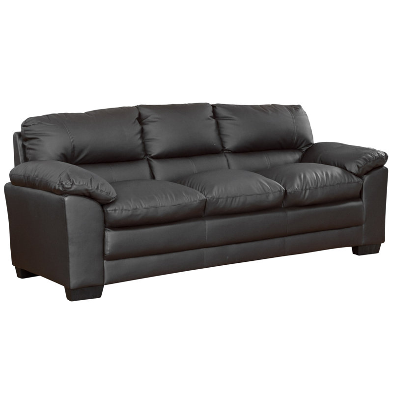 Robidoux 3 Seater Faux Leather Sofa, Black