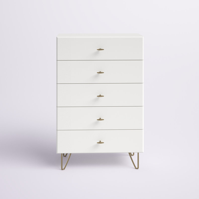 Fletcher 5 - Drawer Chest, White Gloss