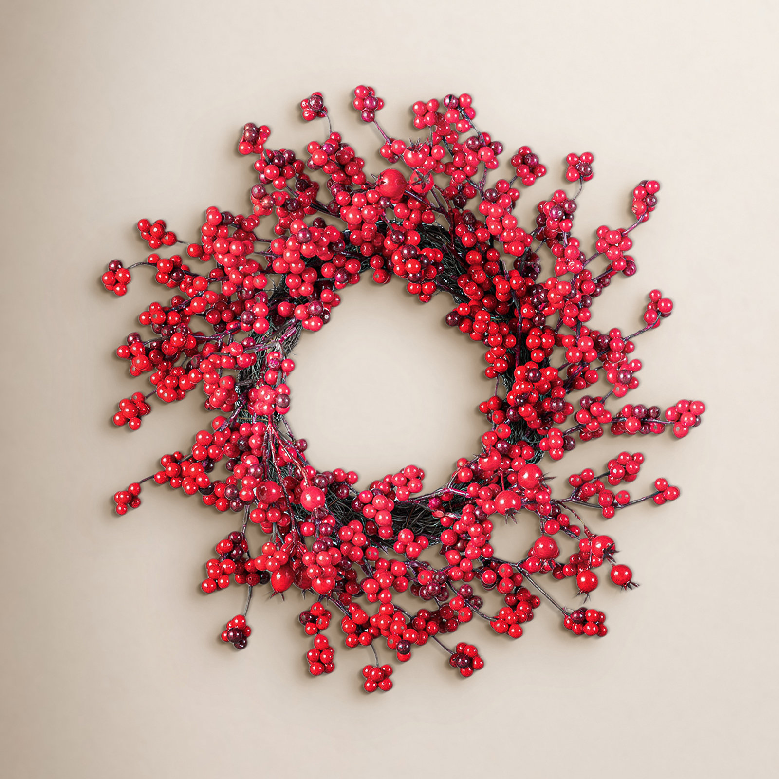 2-Piece 14D" Christmas Mini Red Berries Wreath