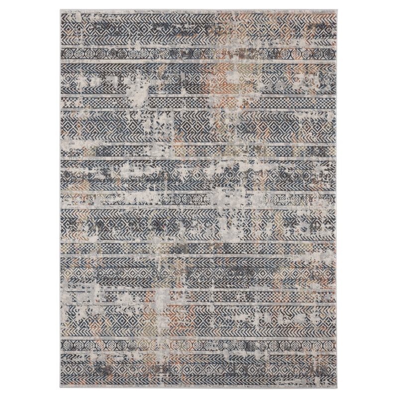 Tapis abstrait bleu / brun, Rectangle 7 pi 10 po x 10 pi 6 po