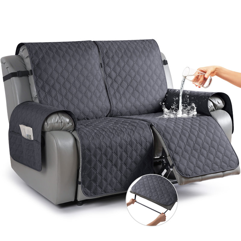 Housse pour fauteuil inclinable et imperméable Wildee, Microfibre gris foncé, 2 sièges