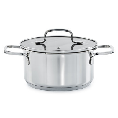BergHOFF DiNA Helix Recycled 18/10 Stainless Steel 7.25" Stock Pot 2.2qt., Glass Lid