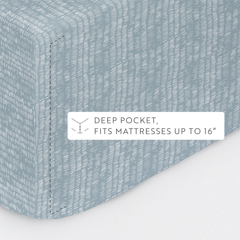 4 Piece Delicate Details Pattern Sheet Set, Cal.King Sheet Set with 2 King Pillowcase, Sky Blue Geometric