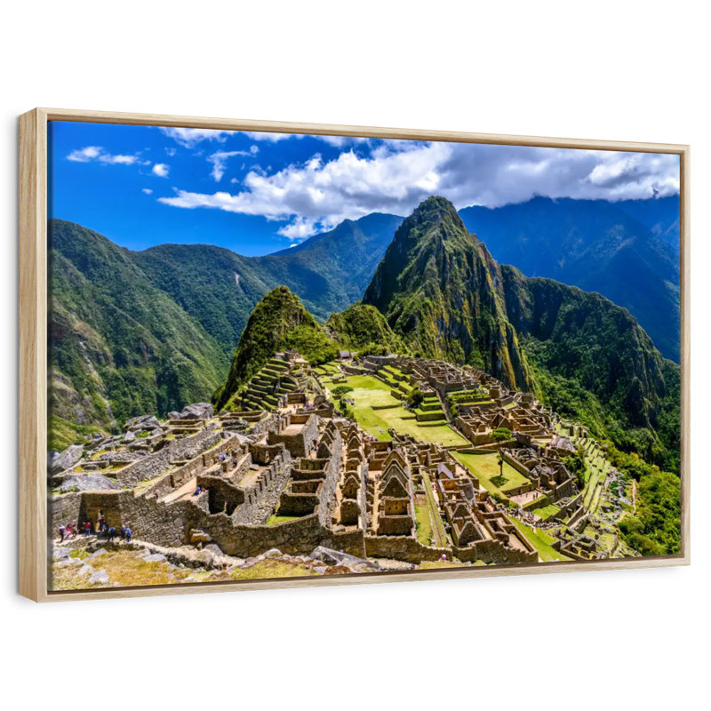 Restes du Machu Picchu, Cadre flottant en bois naturel, 31 po x 21 po