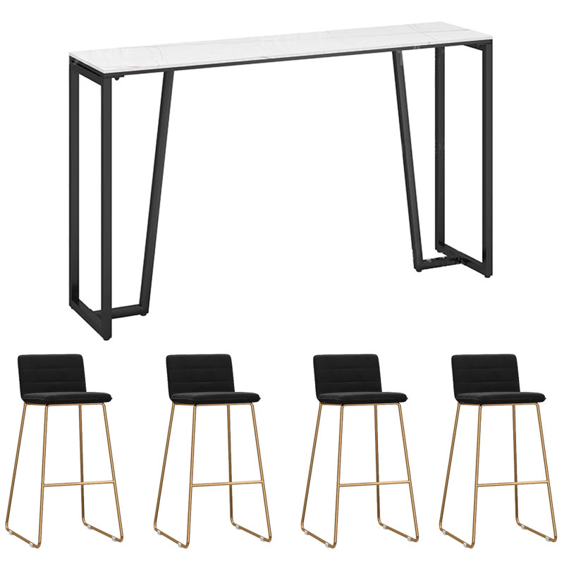 Tabourets et tables de luxe et luxueux, H 41,3 po x L 78,7 po x l 15,7 po, Blanc/Noir, Noir