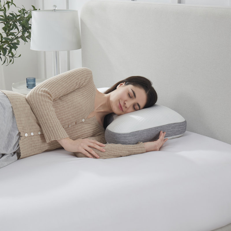 Bryt White and Gray Gel Foam Side Sleeper Pillow