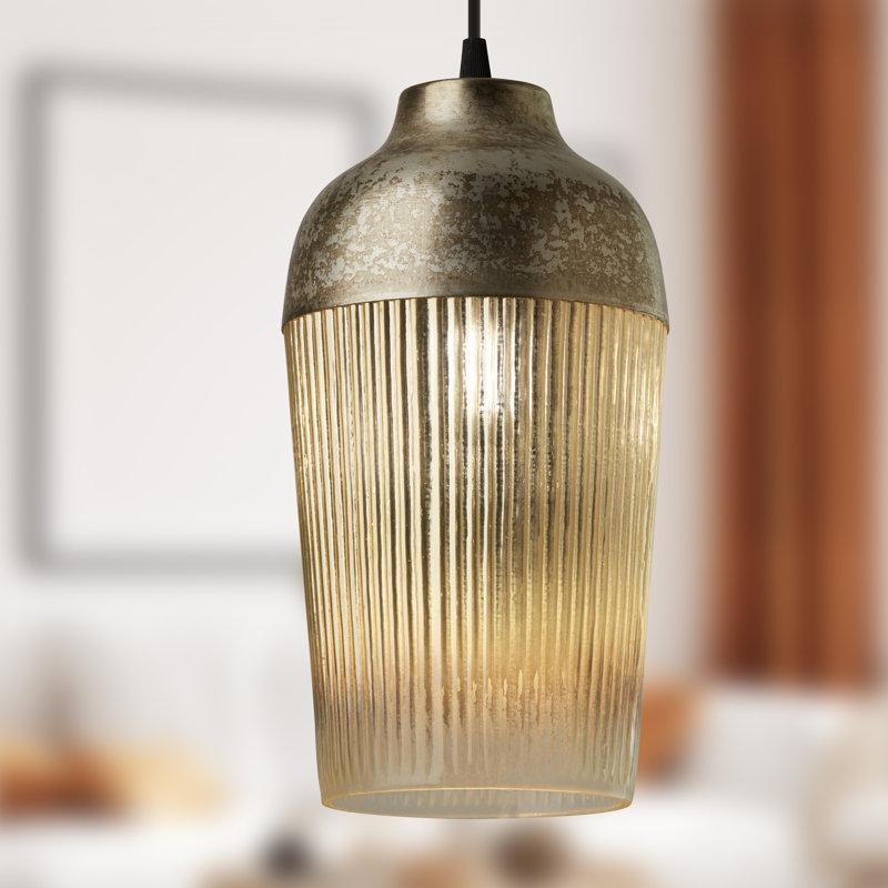 6.8''W 1-Light Virgnia Metal and Glass Pendant