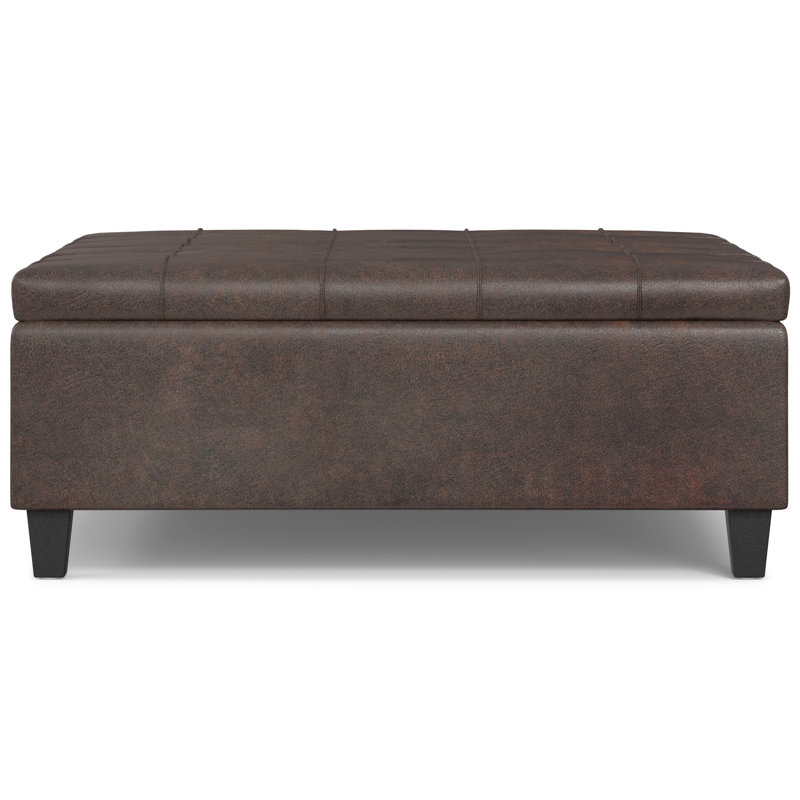 Harrison 40"W Upholstered Large Square Coffee Table Storage Ottoman with Split Lift Top