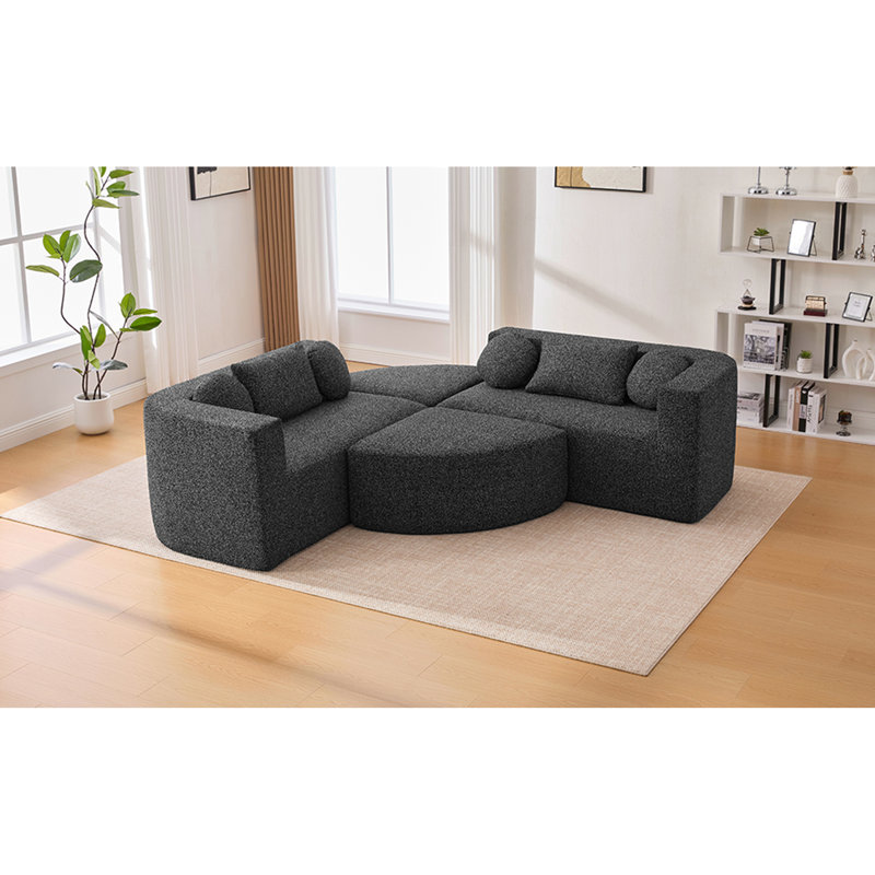 Canapé modulaire Boneless Couch, Bouclé noir