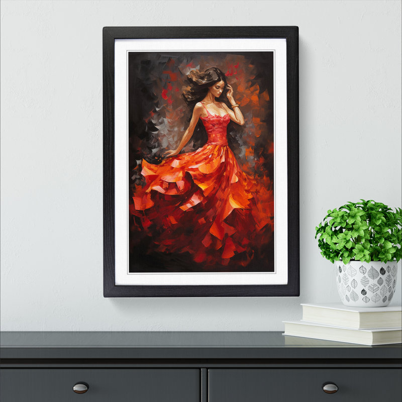 Flamenco dancer Abstract No.2 - Framed Print, Black, 46cm H x 34cm W x 2cm D