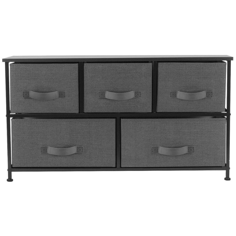 Commode à 5 tiroirs avec cubes de rangement, Noir