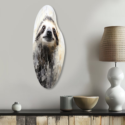 Thoughtful Sloth II - Asymmetrical Sloth Metal Wall Art, Curved Metal Wall Sculpture Print