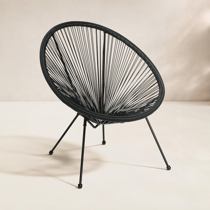 Levon Outdoor Hammock Weave Patio Chair, Black