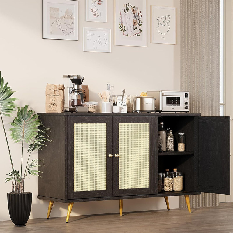 Grand buffet en rotin, rangement décoratif moderne