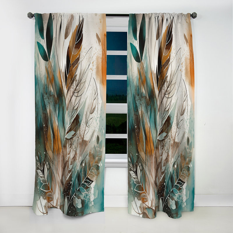 Rideau occultant géométrique vert et brun Visions In Boho I - Boho, L 52 po x L 95 po